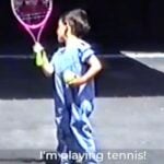 Novak Djokovic with a pink racquet, 1991