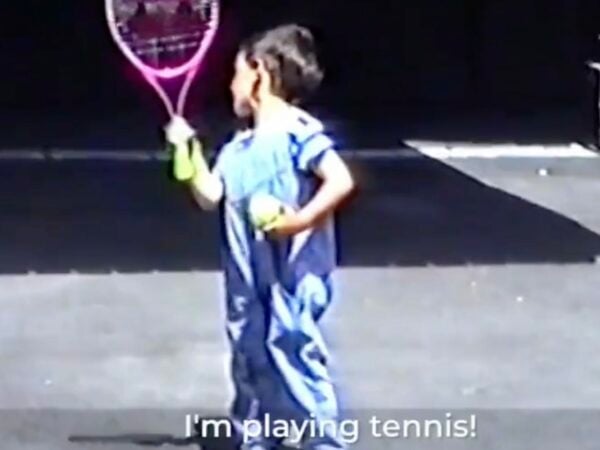 Novak Djokovic with a pink racquet, 1991