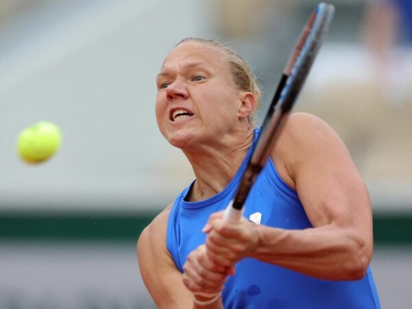 Estonia's Kaia Kanepi in action during her first round match against Spain's Garbine Muguruza at Roland-Garros