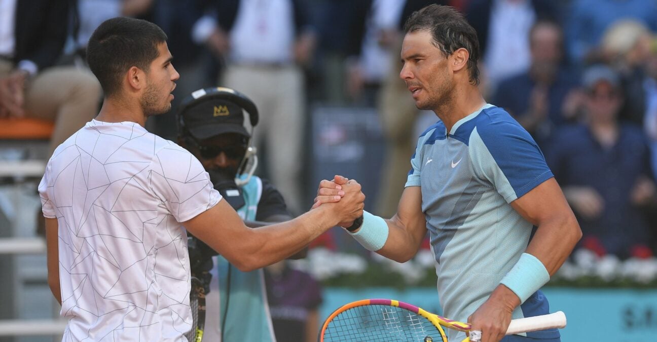 Nadal and Alcaraz handshake Madrid
