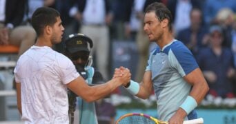 Nadal and Alcaraz handshake Madrid
