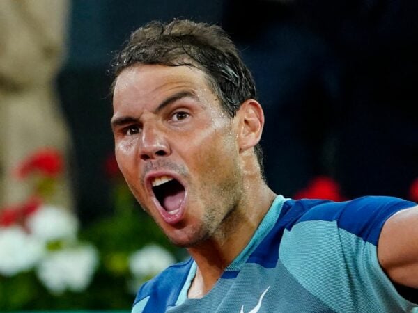 Spain's Rafael Nadal celebrates after winning his second round match against Serbia's Miomir Kecmanovic