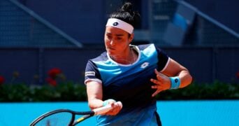 Tunisia's Ons Jabeur in action during her quarter final match at the Madrid Open