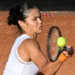 Britain's Emma Raducanu in action at the WTA Italian Open in Rome