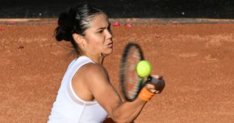Britain's Emma Raducanu in action at the WTA Italian Open in Rome