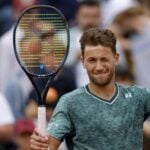 Norway's Casper Ruud at Roland Garros 2022 in Paris