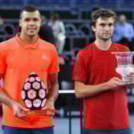 Jo Wilfried Tsonga and Gilles Simon at the Moselle Open in Metz in 2015