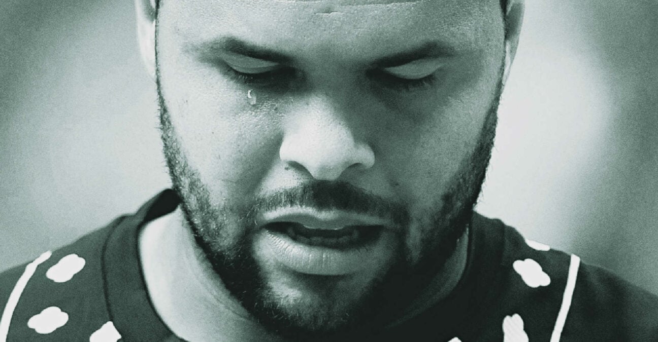 Jo-Wilfried Tsonga, black and white, Roland-Garros 2022