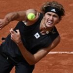 Germany's Alexander Zverev in action during his second round match against Argentina's Sebastian Baez at the French Open