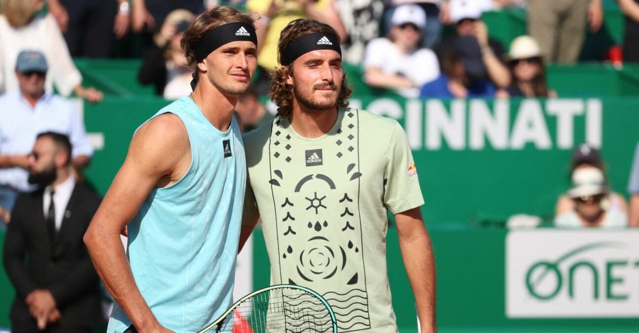 Germany's Alexander Zverev and Greece's Stefanos Tsitsipas before their semi final match at the Monte Carlo Masters