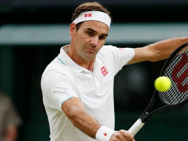 Switzerland's Roger Federer in action at Wimbledon