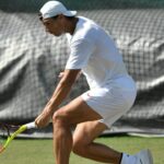 Spain's Rafael Nadal during a practice session at Wimbledon in 2019