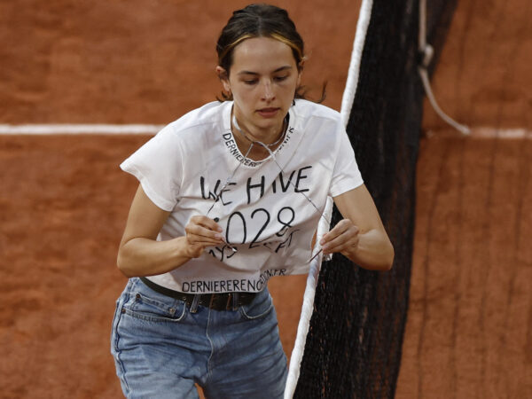 A protester called Alizé during Roland-Garros 2022 semi-finale