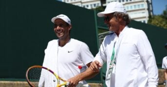 Rafael Nadal after practice at Wimbledon