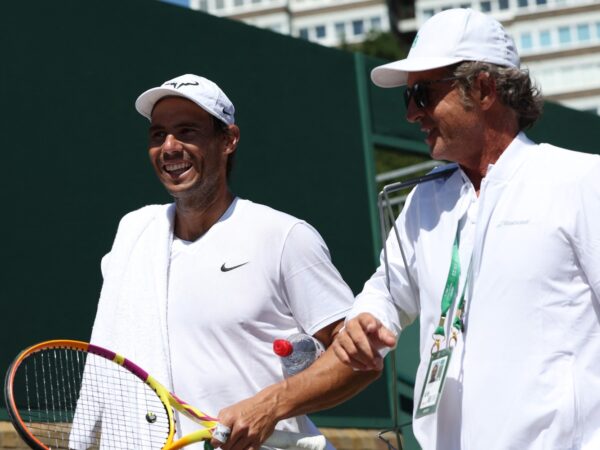 Rafael Nadal after practice at Wimbledon