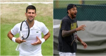 Novak Djokovic and Nick Kyrgios at Wimbledon 2022