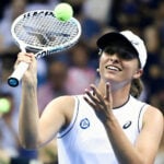 Iga Swiatek, who leads the latest WTA rankings ,during an exhibition match in support of Ukraine in Poland