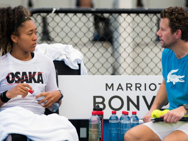Naomi Osaka and Wim Fissette at the WTA Brisbane International in 2020