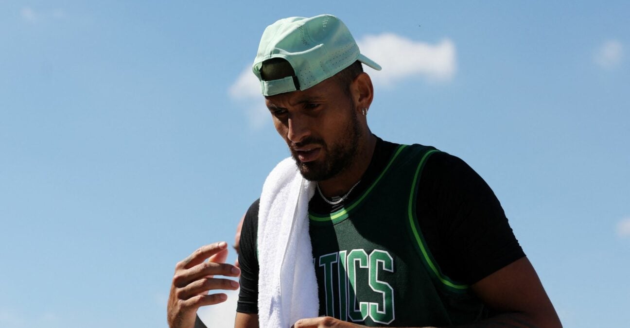 Australia's Nick Kyrgios during practice at Wimbledon 2022