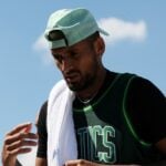 Australia's Nick Kyrgios during practice at Wimbledon 2022