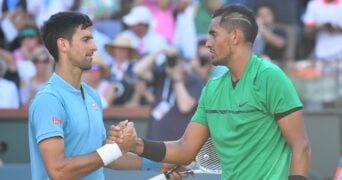 Nick Kyrgios and Novak Djokovic at Indian Wells in 2017 Image Credit: Antoine Couvercelle / Panoramic