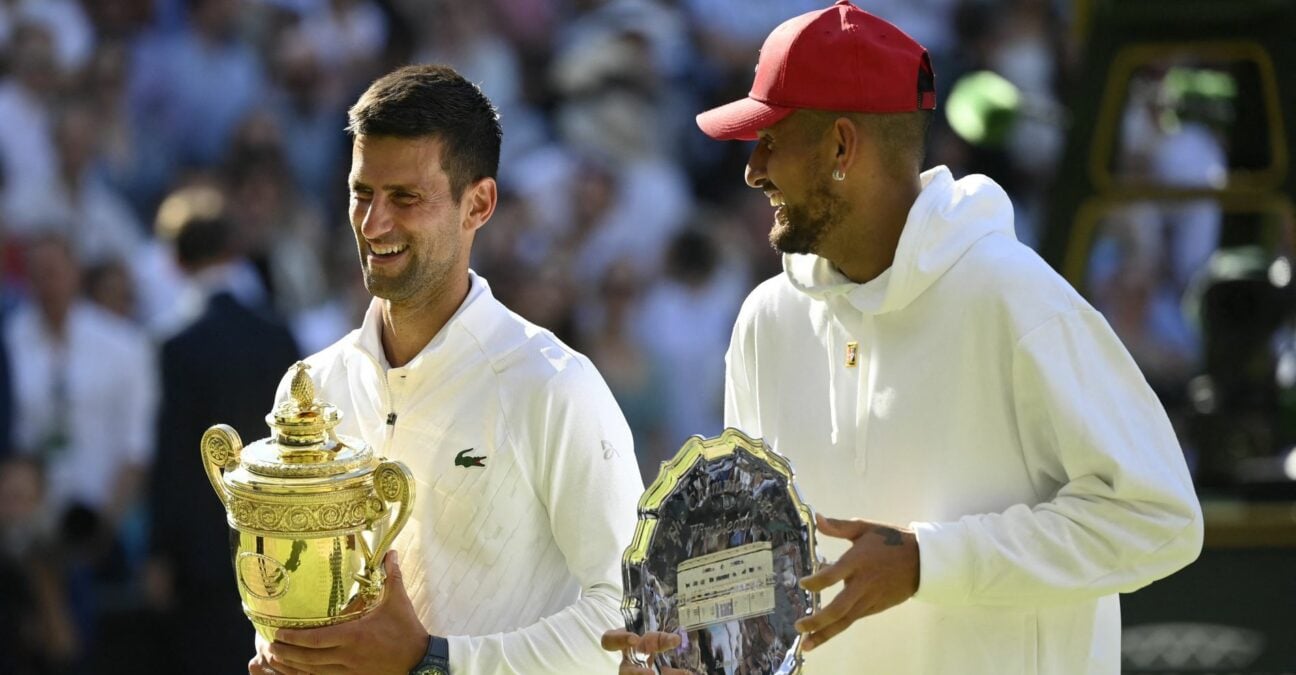 Novak Djokovic and Nick Kyrgios at Wimbledon 2022