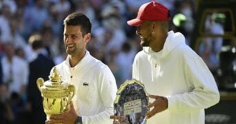 Novak Djokovic and Nick Kyrgios at Wimbledon 2022