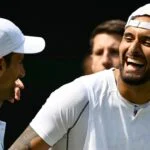 Novak Djokovic and Nick Kyrgios before the Wimbledon final in 2022
