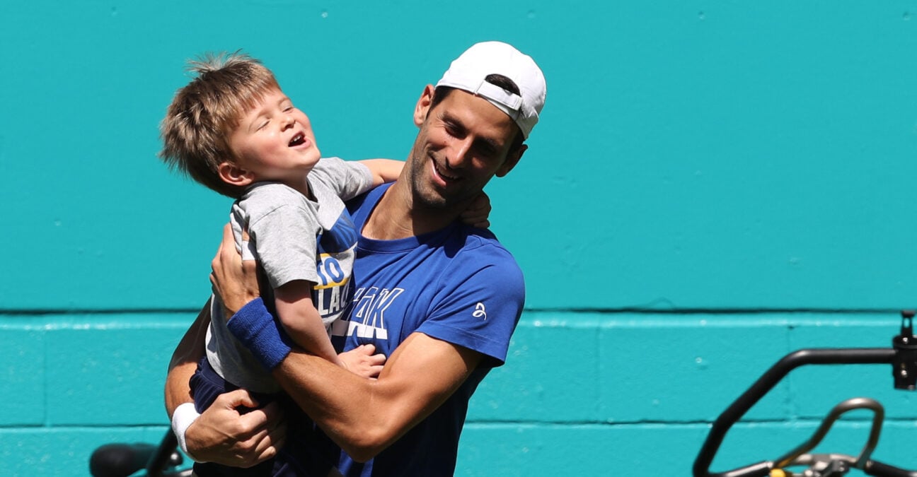 Novak Djokovic and his son Stefan, 2019