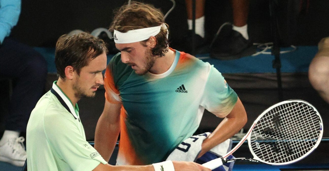 Daniil Medvedev and Stefanos Tsitsipas at the 2022 Australian Open