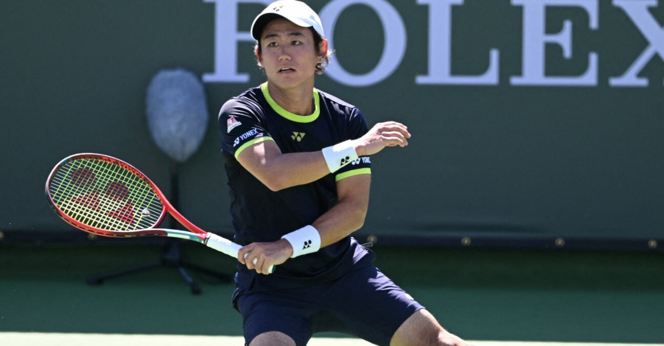 Yoshihito Nishioka at the BNP Paribas Open at Indian Wells Tennis Garden.
