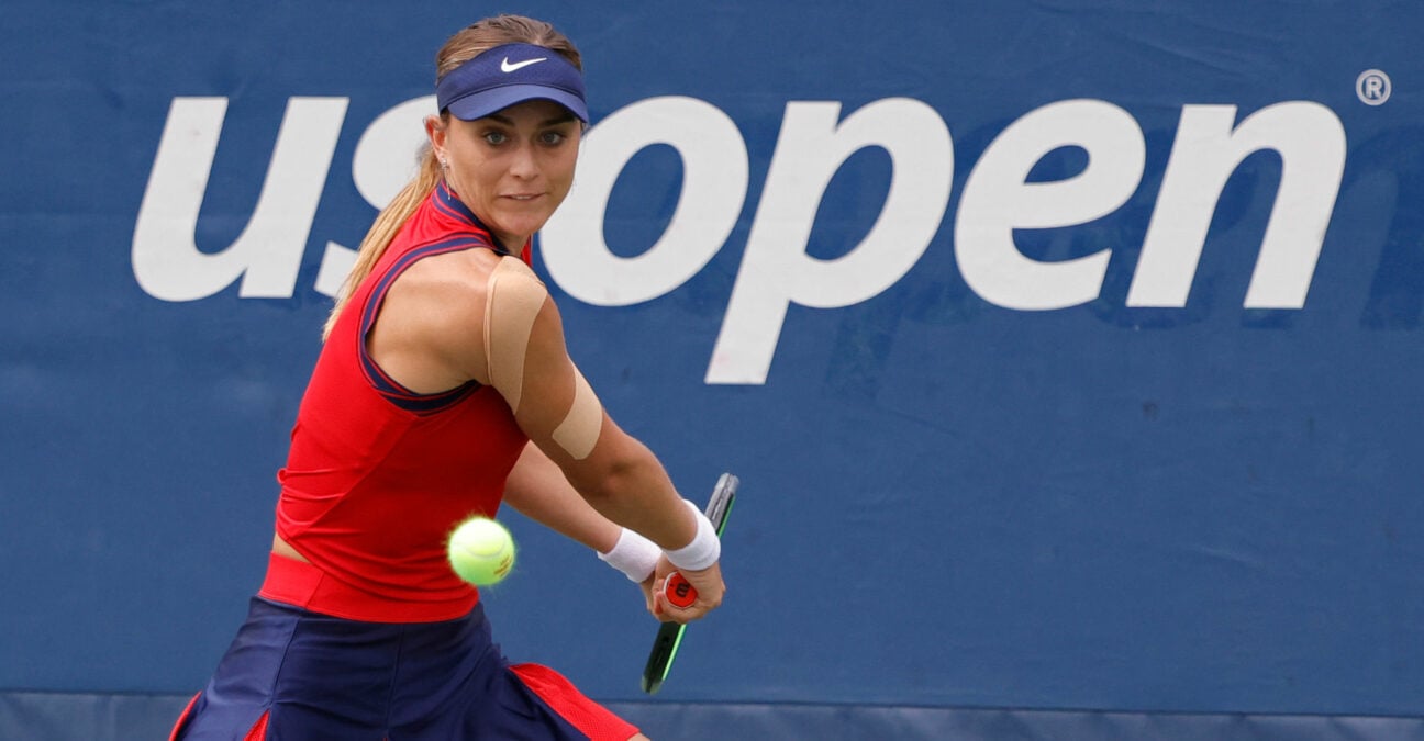 Paula Badosa, who is not happy with the US Open balls, at the 2021 U.S. Open