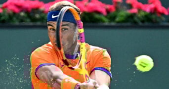 Rafael Nadal at the BNP Paribas Open at the Indian Wells Tennis Garden.