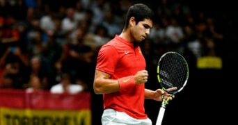 Carlos Alcaraz at the Davis Cup in Valencia in September 2022