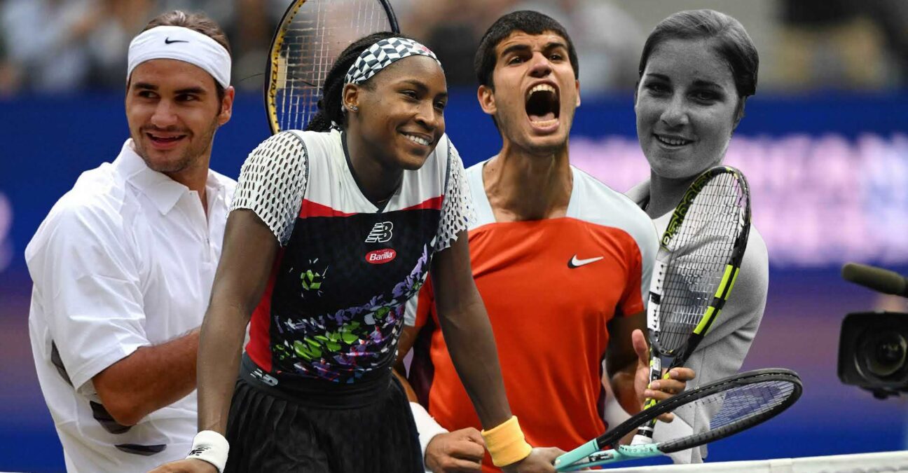 Roger Federer (2003), Cori Gauff (2022), Carlos Alcaraz (2022), Chris Evert (1974) | © Panoramic / Tennis Majors