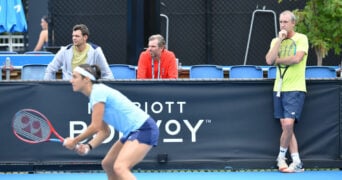 Caroline Garcia and Bertrand Perret at the 2022 Australian Open