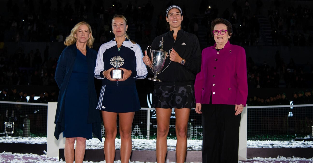 Garbine Muguruza and Anett Kontaveit at the 2021 WTA Finals in Guadalajara