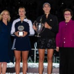 Garbine Muguruza and Anett Kontaveit at the 2021 WTA Finals in Guadalajara