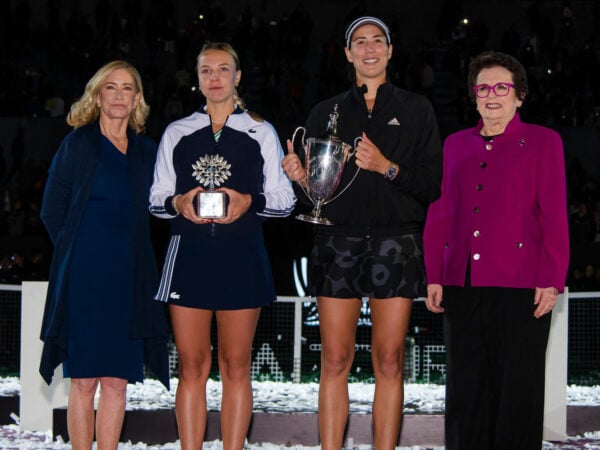 Garbine Muguruza and Anett Kontaveit at the 2021 WTA Finals in Guadalajara