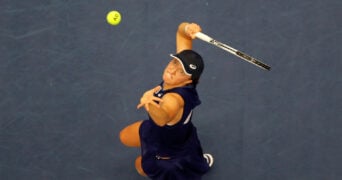 Iga Swiatek, seen here at the Ostrava Open, continues to lead the WTA rankings