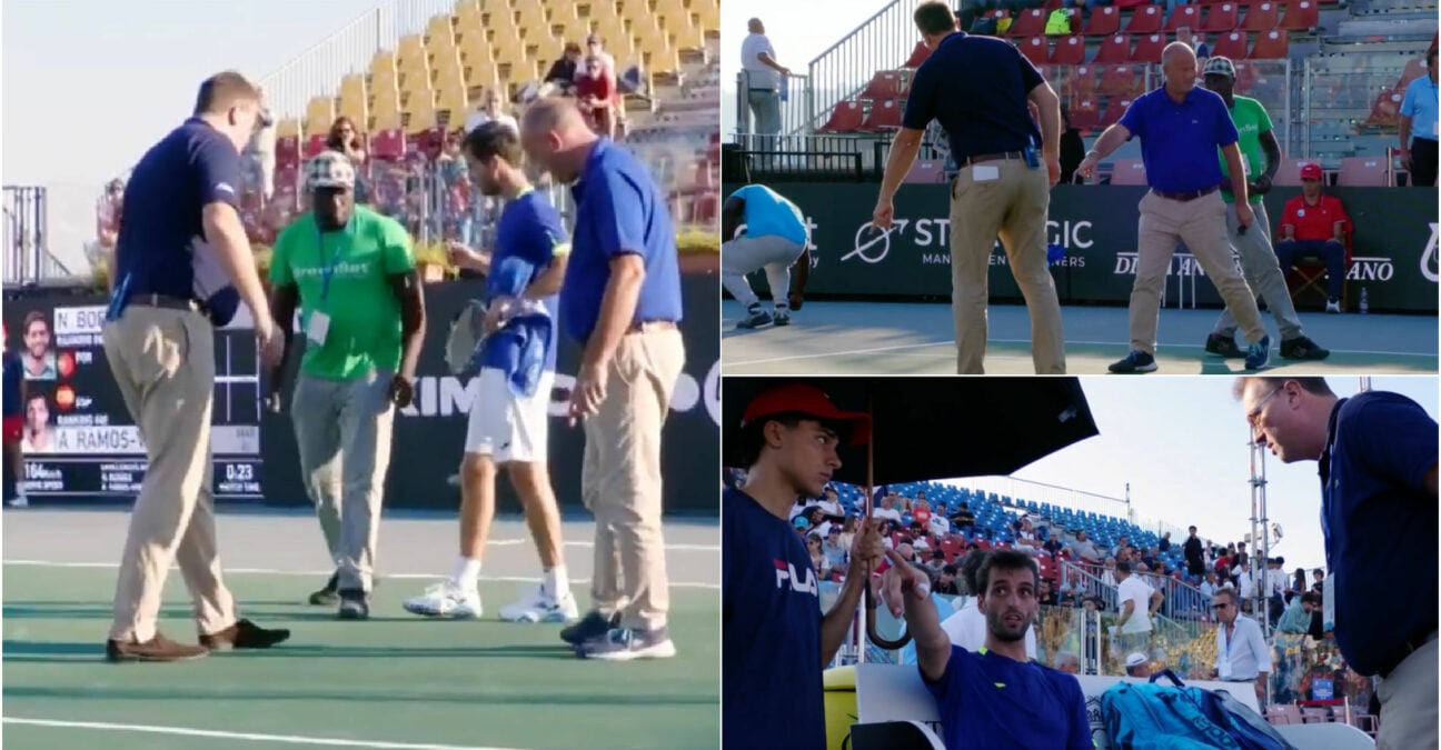Albert Ramos-Vinolas with officials at the ATP 250 event in Naples