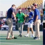 Albert Ramos-Vinolas with officials at the ATP 250 event in Naples