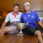 Stanislas Wawrinka in the locker room Magnus Norman after the Roland Garros 2015 Men's Final