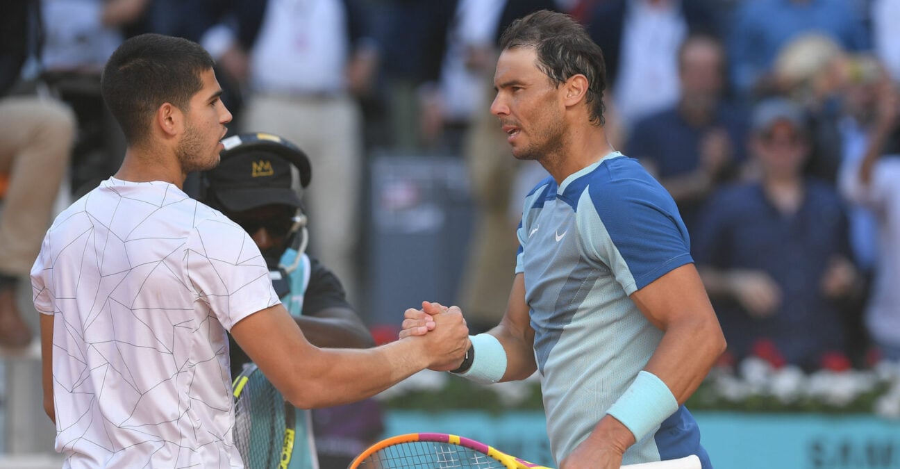 Carlos Alcaraz and Rafael Nadal at the 2022 Madrid Open