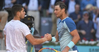 Carlos Alcaraz and Rafael Nadal at the 2022 Madrid Open