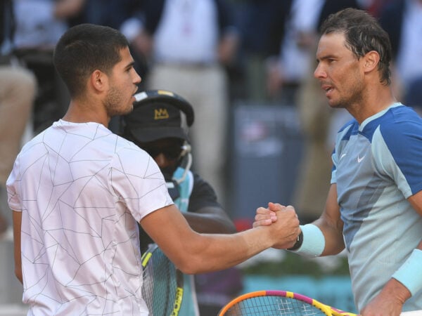 Carlos Alcaraz and Rafael Nadal at the 2022 Madrid Open