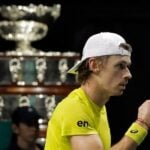 Alex de Minaur in Davis Cup action for Australia