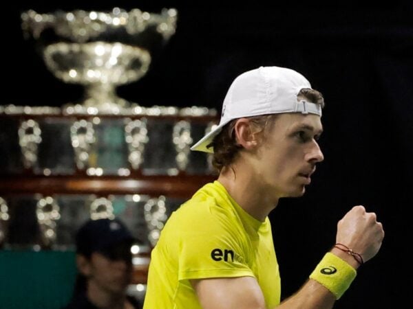 Alex de Minaur in Davis Cup action for Australia
