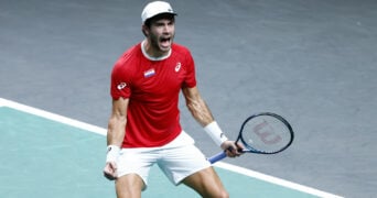 Borna Coric at the Davis Cup Finals 2022 in Malaga, Spain