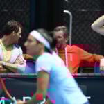 Caroline Garcia and Bertrand Perret during the 2022 Australian Open